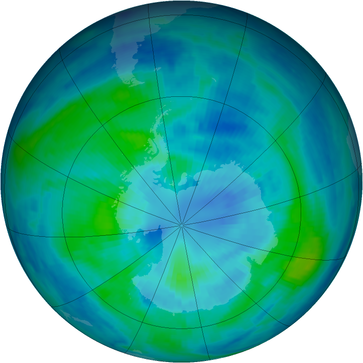 Antarctic ozone map for 28 March 1997
